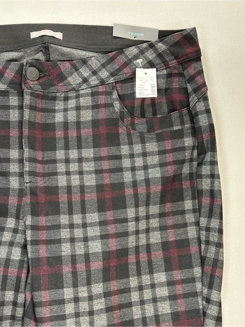 NWT Maurices Skinny Ankle Mid Rise Plaid Pants, Stretch - Womens 20W Regular - Picture 8 of 16